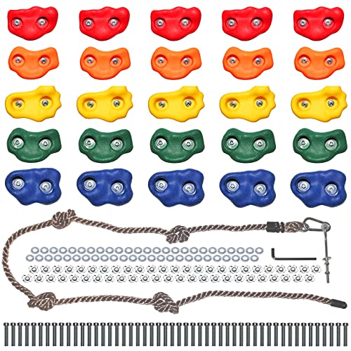 Kids Rock Climbing Kit with 25 Holds & Rope