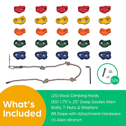 Kids Rock Climbing Kit with 25 Holds & Rope