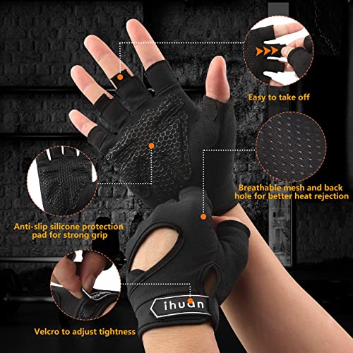 ihuan Breathable Workout Gloves - Full Palm Protection & Sweat-Free