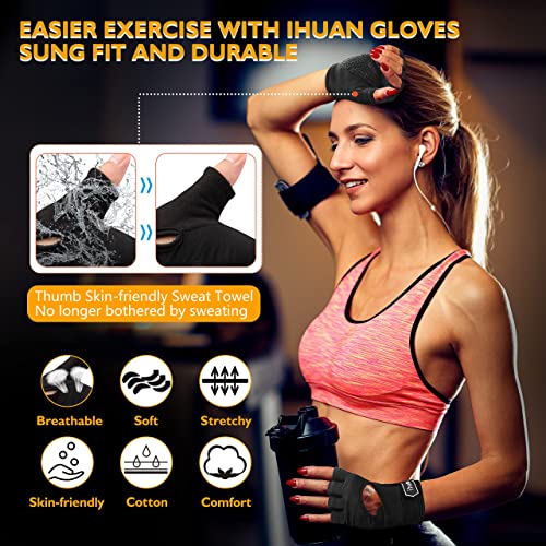 ihuan Breathable Workout Gloves - Full Palm Protection & Sweat-Free