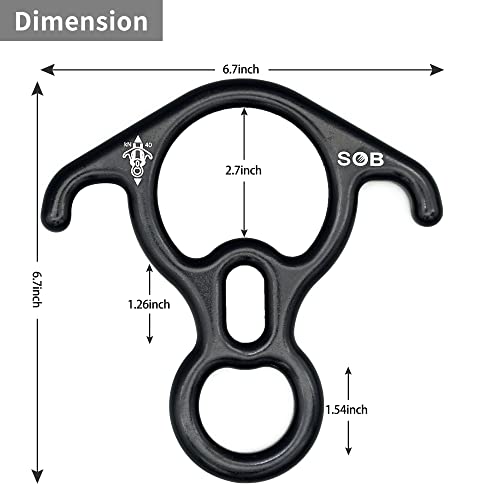 Black 40KN Rescue Figure 8 Descender Climbing Gear