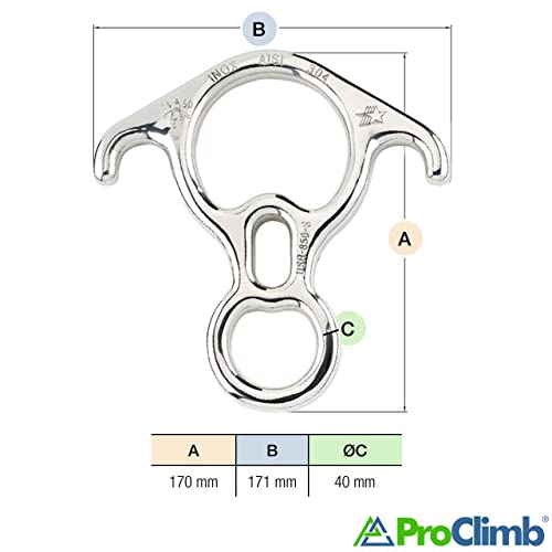 ProClimb Stainless Steel Figure 8 Descender Device