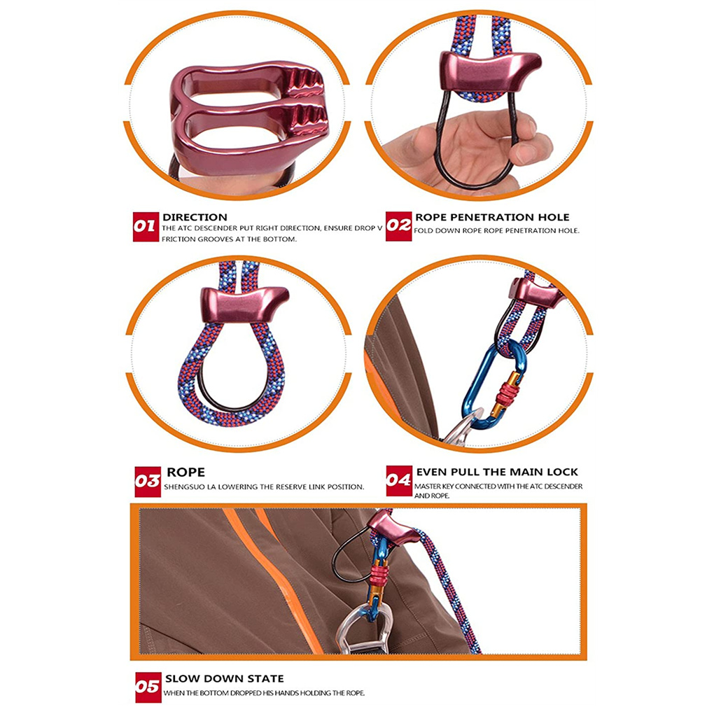 Chidgrass Rope Belay Rappel Device for Climbers - Purple