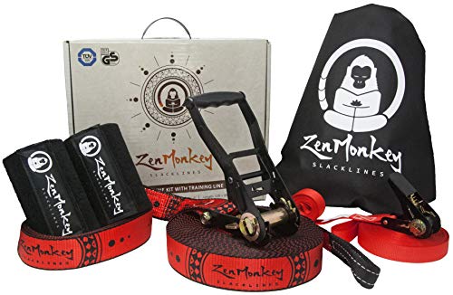 ZenMonkey Slackline Kit with Training Line, Arm Trainer