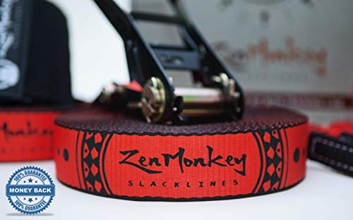 ZenMonkey Slackline Kit with Training Line, Arm Trainer
