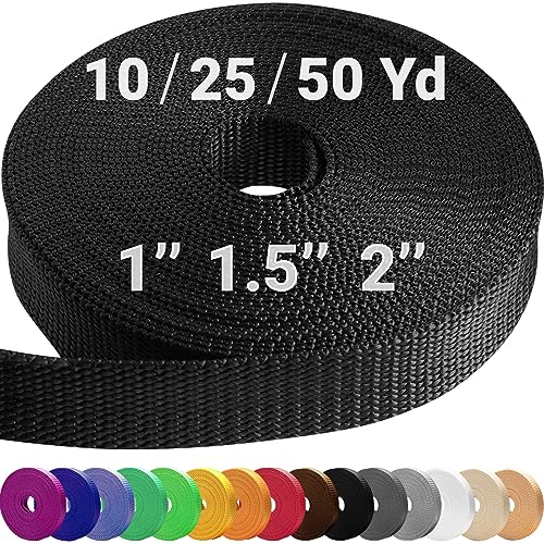 1" Black Webbing - 10 Yards for Climbing