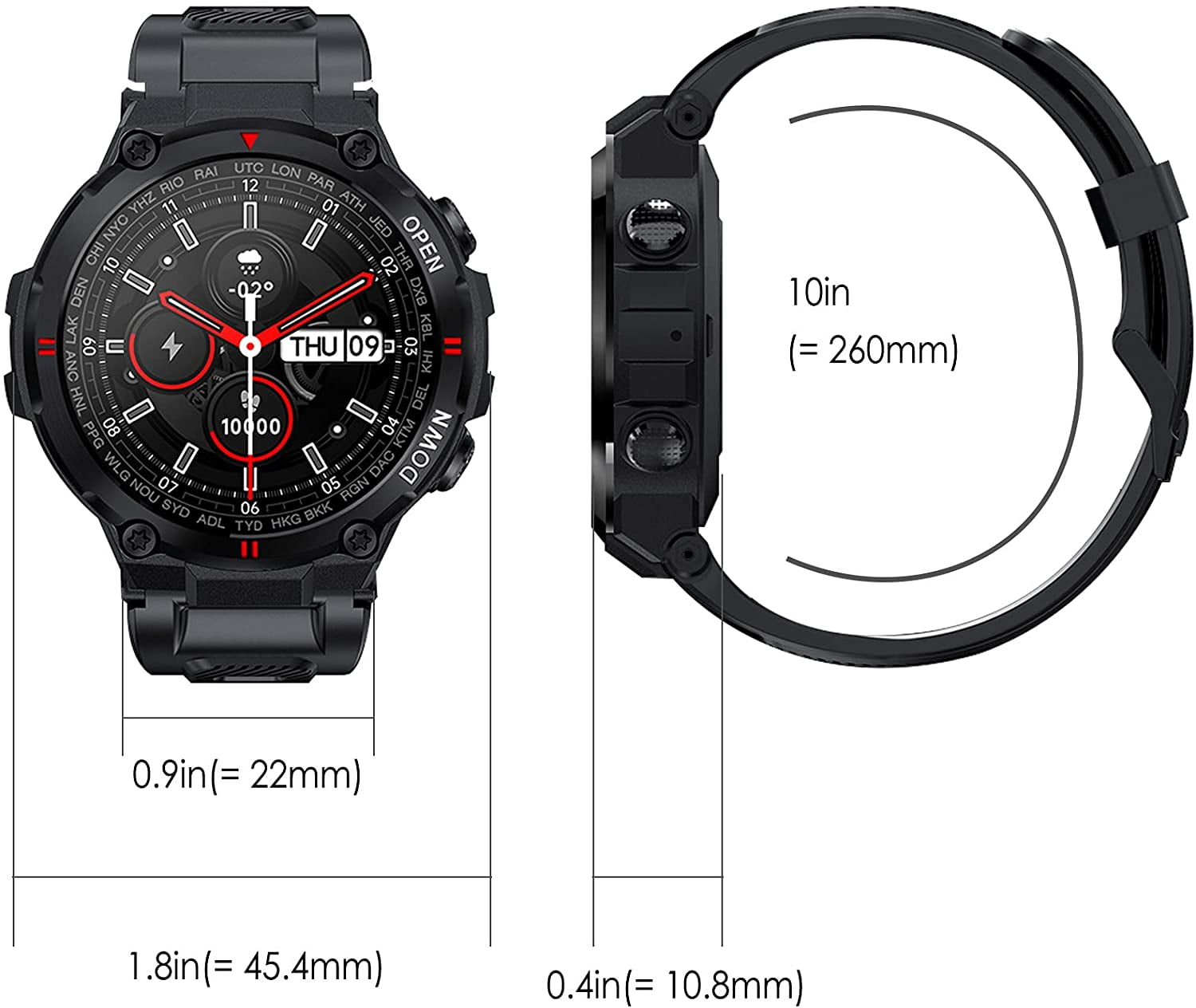 Cyberdyer K27 Tactical Smart Watch - Black