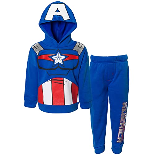 Marvel Avengers Captain America Toddler Boys Cosplay Fleece Pullover Hoodie Pants Set 4T