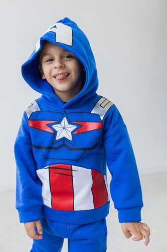 Marvel Avengers Captain America Toddler Boys Cosplay Fleece Pullover Hoodie Pants Set 4T