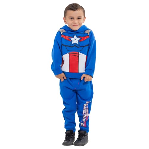 Marvel Avengers Captain America Toddler Boys Cosplay Fleece Pullover Hoodie Pants Set 4T