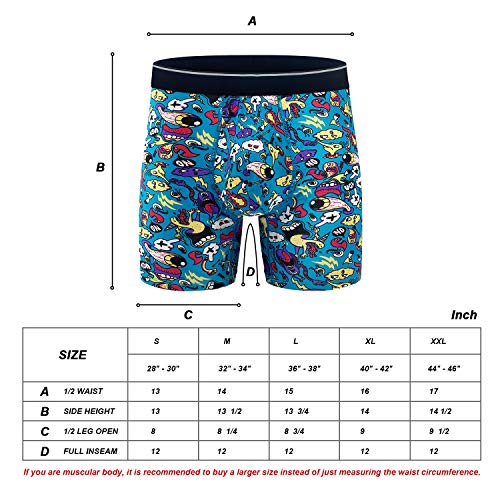longfor Mens Boxer Briefs, Cotton Underwear Comfy Breathable Tagless No Ride-up 6’’ Regular Leg Printing Sport Boxer Briefs with Fly 5Pack