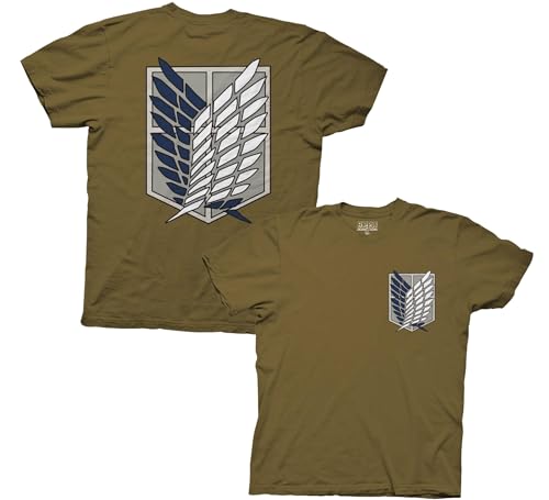 Ripple Junction Attack on Titan Men's Short Sleeve T-Shirt Survey Corps Wings of Freedom AOT Anime Military Green