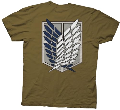 Ripple Junction Attack on Titan Men's Short Sleeve T-Shirt Survey Corps Wings of Freedom AOT Anime Military Green
