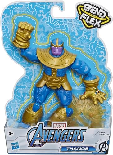 Avengers Marvel Bend and Flex Action Figure Toy, 6-Inch Flexible Thanos Figure, Includes Blast Accessory, for Kids Ages 4 and Up
