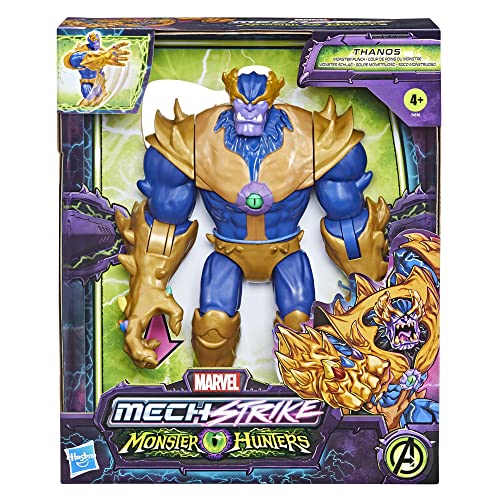 Marvel Avengers Mech Strike Monster Hunters Monster Punch Thanos Toy, 9-Inch-Scale Deluxe Action Figure, Toys for Kids Ages 4 and Up