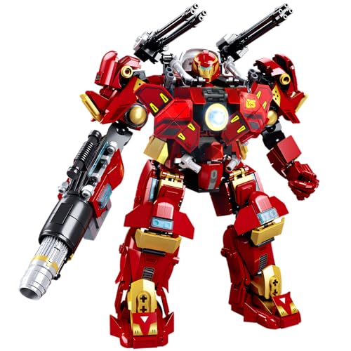HIGH GODO Mech Robot Transforming Building Blocks Set for Adults,City Warrior Justice Hero Soldier Mech Model Building Kit, Cool Creative Robots Toys Gift for Teens Boys, 588 PCS