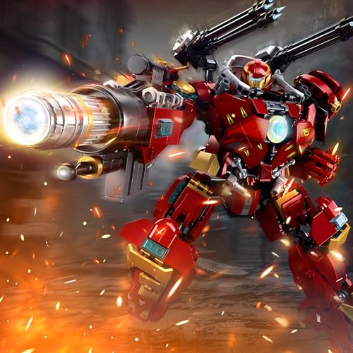 HIGH GODO Mech Robot Transforming Building Blocks Set for Adults,City Warrior Justice Hero Soldier Mech Model Building Kit, Cool Creative Robots Toys Gift for Teens Boys, 588 PCS