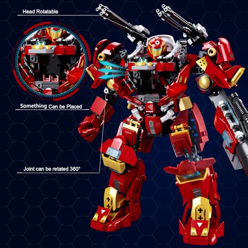 HIGH GODO Mech Robot Transforming Building Blocks Set for Adults,City Warrior Justice Hero Soldier Mech Model Building Kit, Cool Creative Robots Toys Gift for Teens Boys, 588 PCS