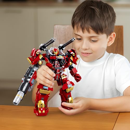 HIGH GODO Mech Robot Transforming Building Blocks Set for Adults,City Warrior Justice Hero Soldier Mech Model Building Kit, Cool Creative Robots Toys Gift for Teens Boys, 588 PCS