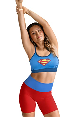 DC Comics Supergirl Womens Cosplay Active Workout Outfits – Biker Short and Bra 2PC Sets Superman by MAXXIM Supergirl Medium