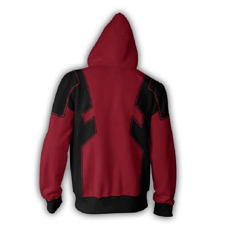 Superhero Deadpool Cosplay Hoodie 3D Hooded Polyester Spring Deadpool Hooded Halloween Unisex Fashion Jacket  Thin Party Costume