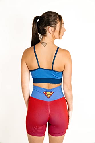 DC Comics Supergirl Womens Cosplay Active Workout Outfits – Biker Short and Bra 2PC Sets Superman by MAXXIM Supergirl Medium