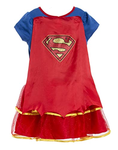 WARNER BROS Justice League Supergirl Little Girls Costume Dress Leggings Cape and Headband 4 Piece Set 7-8