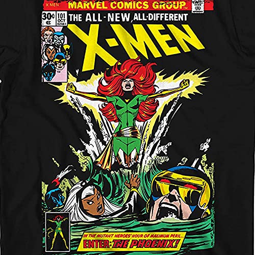 Marvel Mens Comics Group Shirt - X-Men Wolverine, Pheonix, Cyclops Mens Tee - Throwback Classic T-Shirt (Black Phoenix, Large)