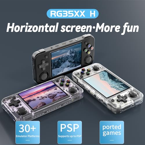 RG35XX H Retro Handheld Game Console , 3.5 Inch IPS Screen Linux System Built-in 64G TF Card 5528 Games Support HDMI TV Output 5G WiFi Bluetooth 4.2 (Black)