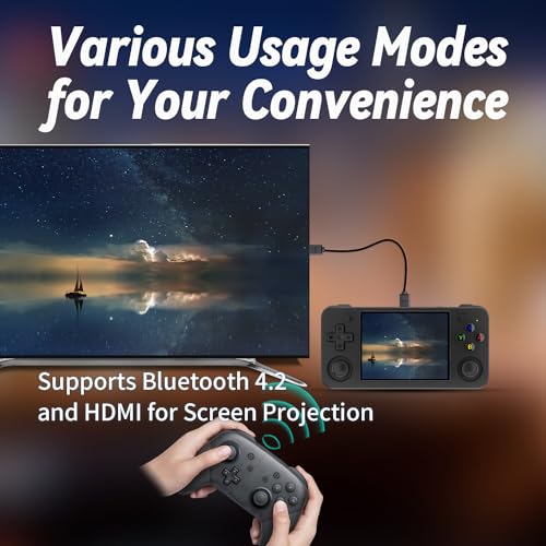 RG35XX H Retro Handheld Game Console , 3.5 Inch IPS Screen Linux System Built-in 64G TF Card 5528 Games Support HDMI TV Output 5G WiFi Bluetooth 4.2 (Black)
