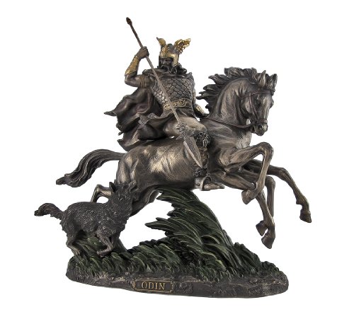 Odin Riding Sleipnir with Wolf Resin Statue
