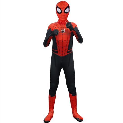 Almce Kids Superhero Costume Halloween Cosplay 3D Style Spandex Super Hero Jumpsuits for Boys (Red, Kids-XXL (Height: 53-57inch))