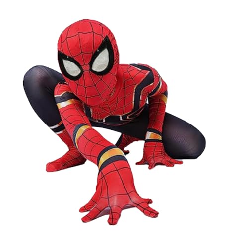 BAZZI Super Hero Spider Costume for Kids, Halloween Costumes Cosplay 3D Spandex Jumpsuit Bodysuit with Mask for Boys Children