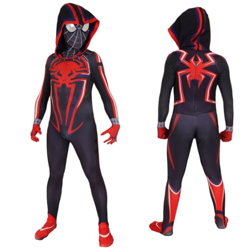 Spider Costume for Kids, Halloween Costumes Super Hero Cosplay 3D Spandex Bodysuit Jumpsuit for Boys Children
