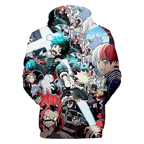 CHLOBLOM Boku No Hero Anime Hoodie Halloween Cosplay Hooded Pullover Sweatshirt (L, Colorful)
