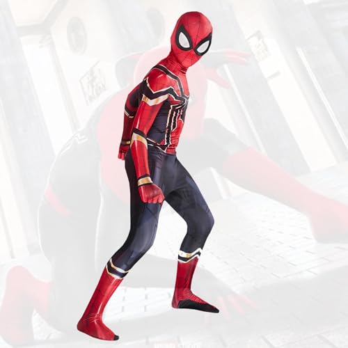 BAZZI Super Hero Spider Costume for Kids, Halloween Costumes Cosplay 3D Spandex Jumpsuit Bodysuit with Mask for Boys Children
