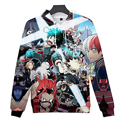 CHLOBLOM Boku No Hero Anime Hoodie Halloween Cosplay Hooded Pullover Sweatshirt (L, Colorful)