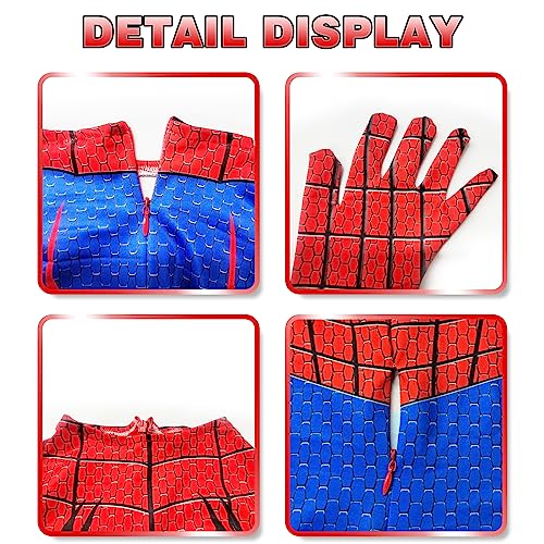 Redleo Spider Costume for Kids, Halloween Costumes Super Hero Cosplay 3D Spandex Bodysuit Jumpsuit for Boys Children