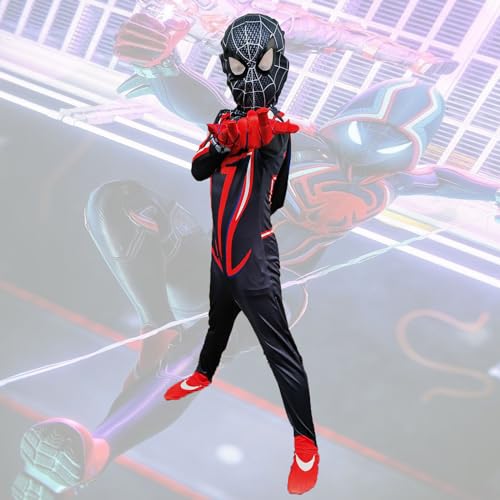 Spider Costume for Kids, Halloween Costumes Super Hero Cosplay 3D Spandex Bodysuit Jumpsuit for Boys Children