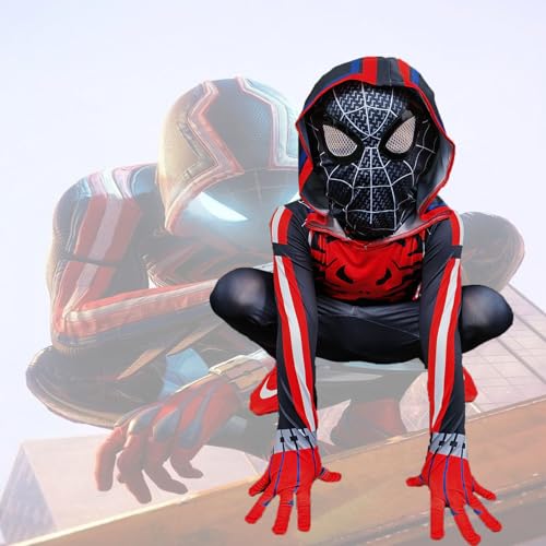 Spider Costume for Kids, Halloween Costumes Super Hero Cosplay 3D Spandex Bodysuit Jumpsuit for Boys Children