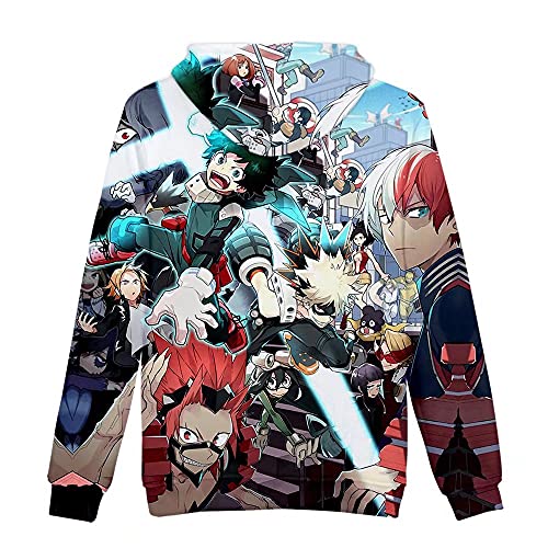 CHLOBLOM Boku No Hero Anime Hoodie Halloween Cosplay Hooded Pullover Sweatshirt (L, Colorful)