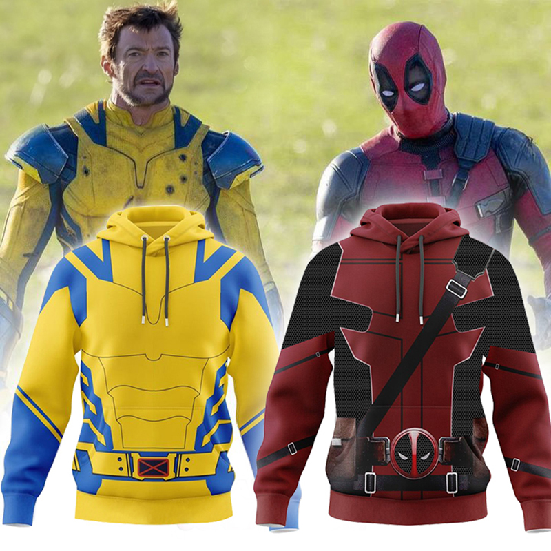 Deadpool Wolverine Cosplay Hoodie Superhero 3D Polyester Autumn Halloween Unisex Wolverine Jacket Thin Party Deadpool Costume