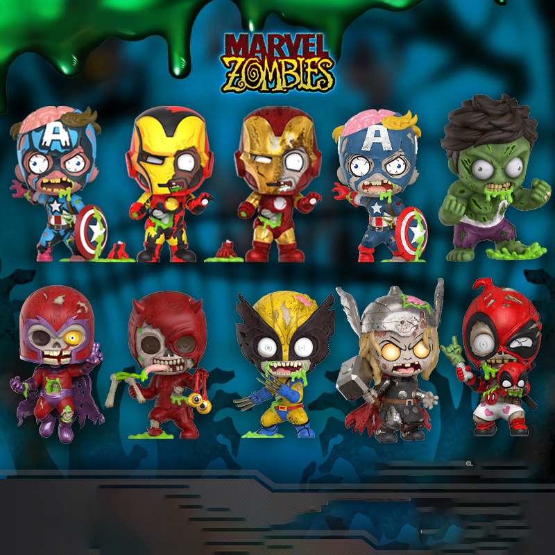 Hottoys Marvel Zombie Iron Man Captain America Wolverine Deadpool Hulkcosbi Mini Action Figure Decoration Collection Model Toys