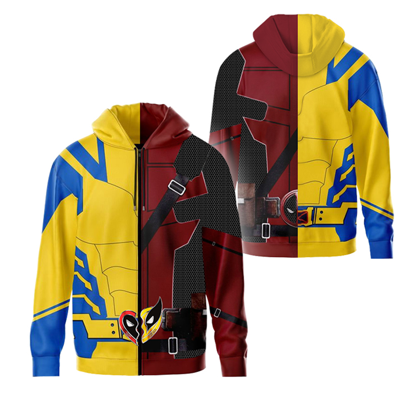 Deadpool Wolverine Cosplay Hoodie Superhero 3D Polyester Autumn Halloween Unisex Wolverine Jacket Thin Party Deadpool Costume