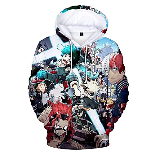 CHLOBLOM Boku No Hero Anime Hoodie Halloween Cosplay Hooded Pullover Sweatshirt (L, Colorful)