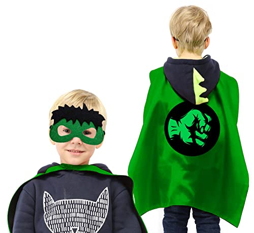 VOSOE Superhero Capes and Masks Cosplay Costumes Birthday Party Christmas Halloween Dress up Gift for Kids (Hulk 5 Sets)