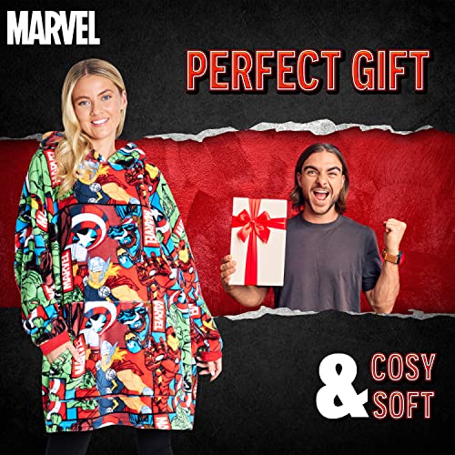 MARVEL Gifts for Adults & Teens, Soft & Comfortable Blanket Hoodie for Men and Women, Trendy Wearable Blanket for Avengers Fans, Multi