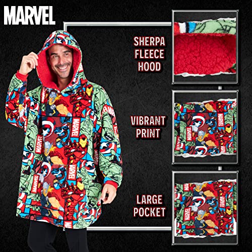 MARVEL Gifts for Adults & Teens, Soft & Comfortable Blanket Hoodie for Men and Women, Trendy Wearable Blanket for Avengers Fans, Multi