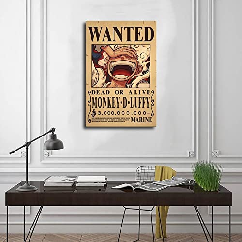 OP Wanted Poster Japanese Anime Posters New Edition Canvas Wall Picture for Living Room Home Decor Boy Gift Unframe-style 16x24inch(40x60cm)
