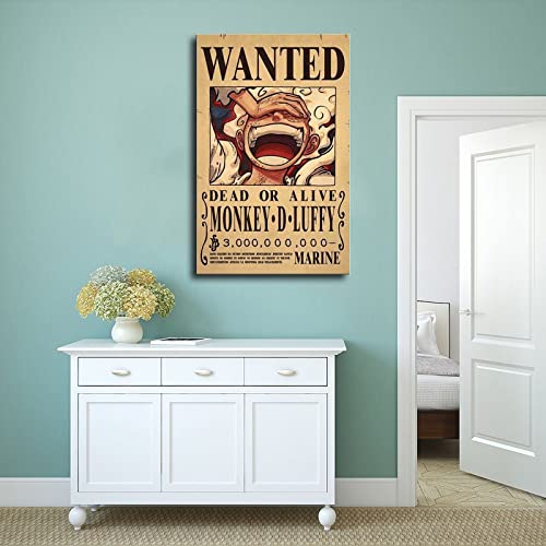 OP Wanted Poster Japanese Anime Posters New Edition Canvas Wall Picture for Living Room Home Decor Boy Gift Unframe-style 16x24inch(40x60cm)